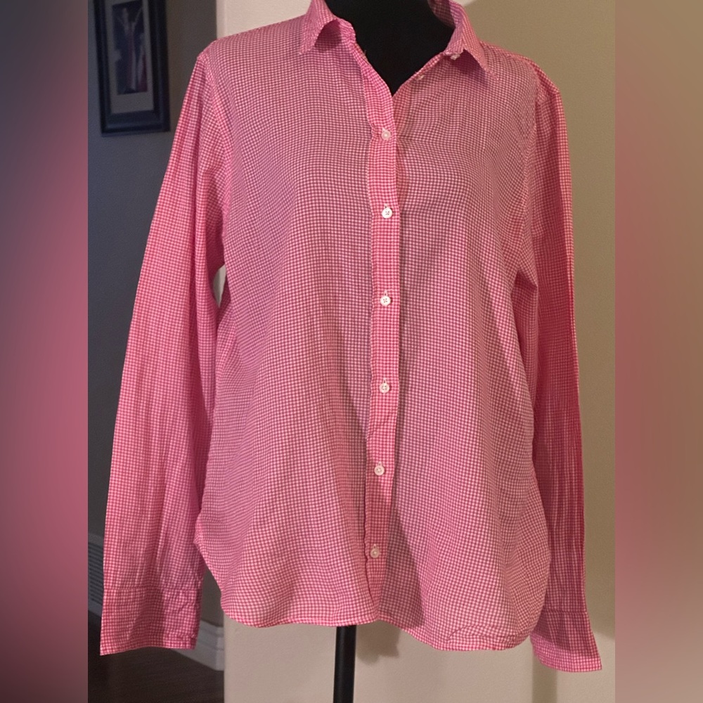 J. Crew Pink Checkered Casual Shirt